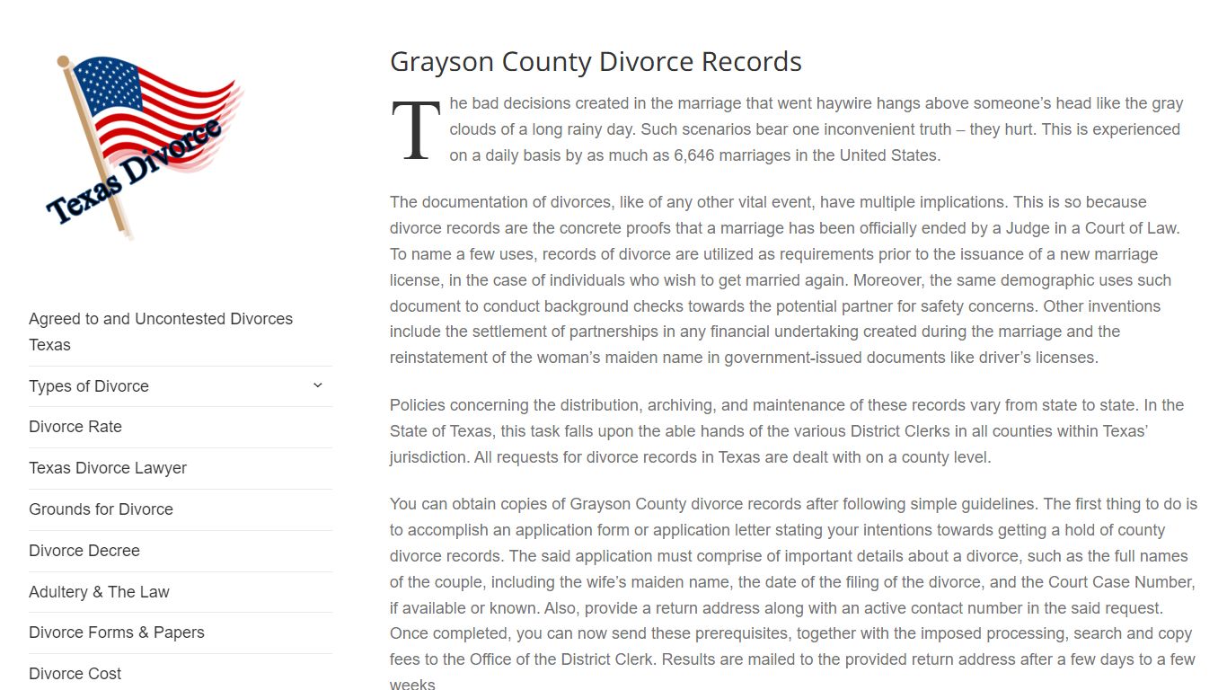 Grayson County Divorce Records – Divorce in Texas